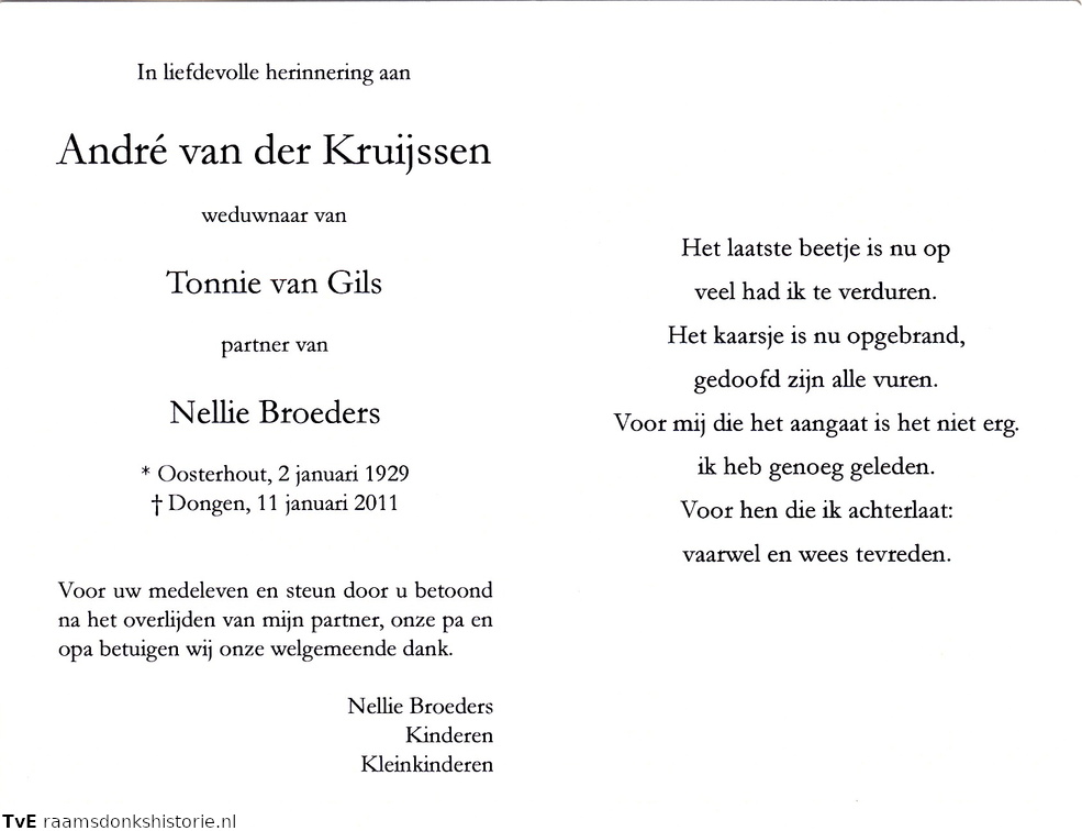 André van der Kruijssen- (vr)Nellie Broeders- Tonnie van Gils